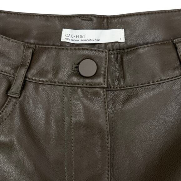 Oak+Fort Slim Fit Vegan Leather Pant In Turkish Coffee Size 0 - Picture 6 of 9